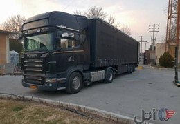 اسکانیا مشکی بی رنگ ۲۰۱۰  به همراه کانتینر مایان کوگل دستگاه بنز مدل ۸۱